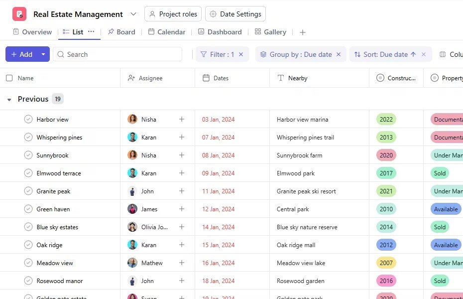 Asana project management for real estate and construction companies in UAE